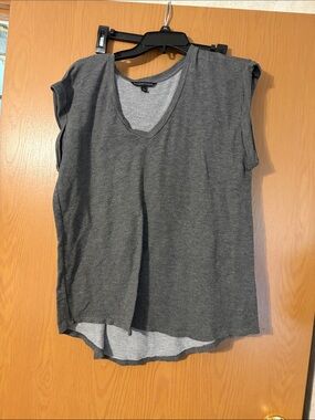 Signature Studio Dark Charcoal V-Neck Cap Sleeve Top